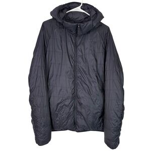 Uniqlo Mens Hooded Down Puffer Jacket Sz L Midnight Blue Lightweight Water Repel